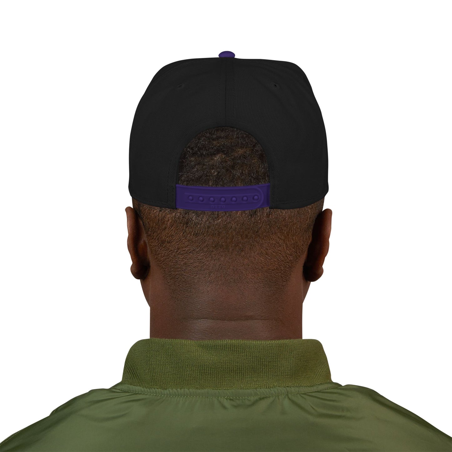 Never Waver Embroidered Square Script Snapback Hat — Bold Monochrome Streetwear
