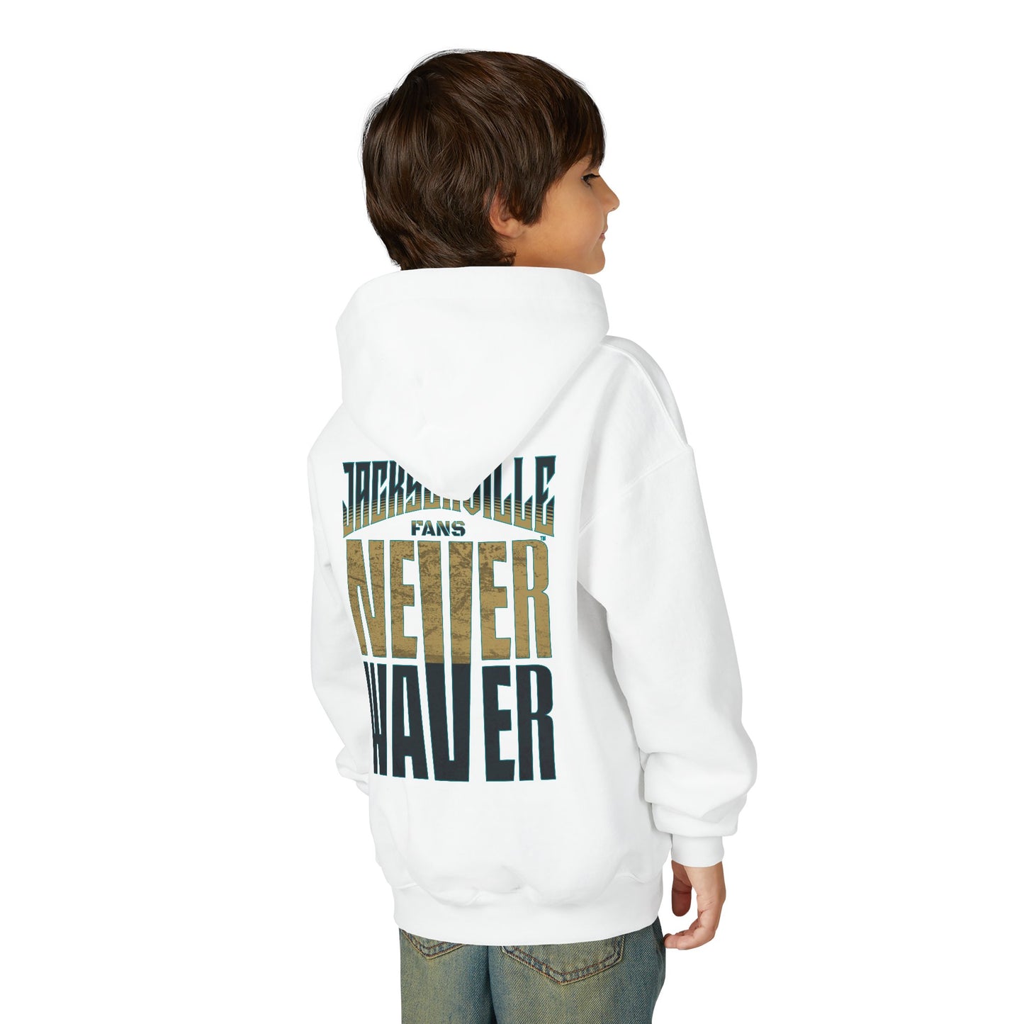 Jacksonville Fans Never Waver Youth Heavy Blend Hooded Sweatshirt