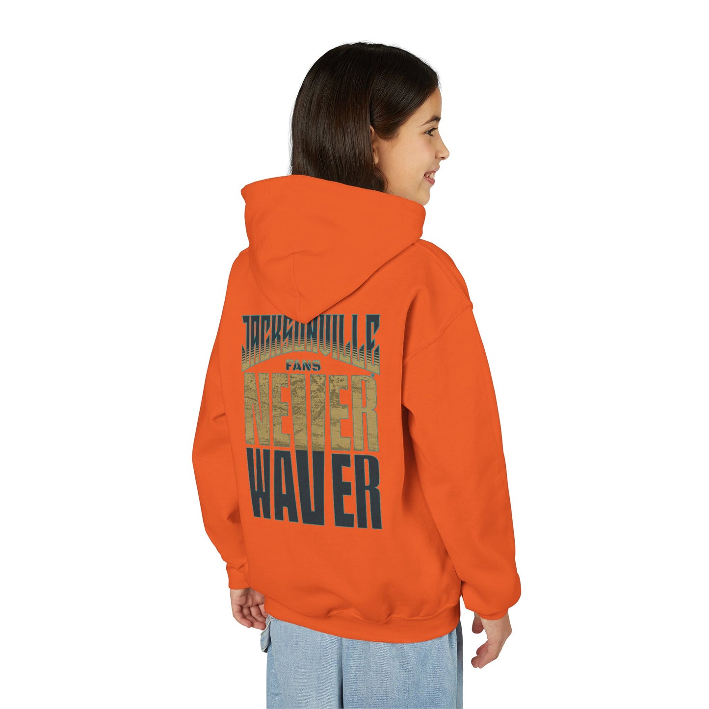Jacksonville Fans Never Waver Youth Heavy Blend Hooded Sweatshirt