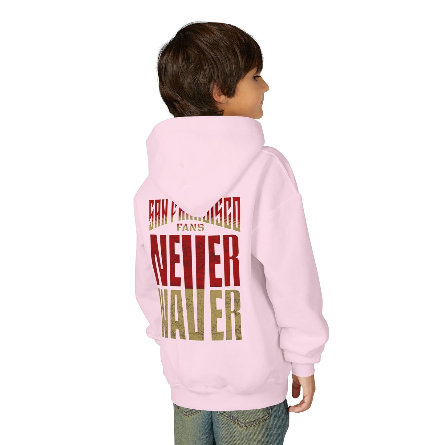 San Francisco Fans Never Waver Youth Heavy Blend Hooded Sweatshirt