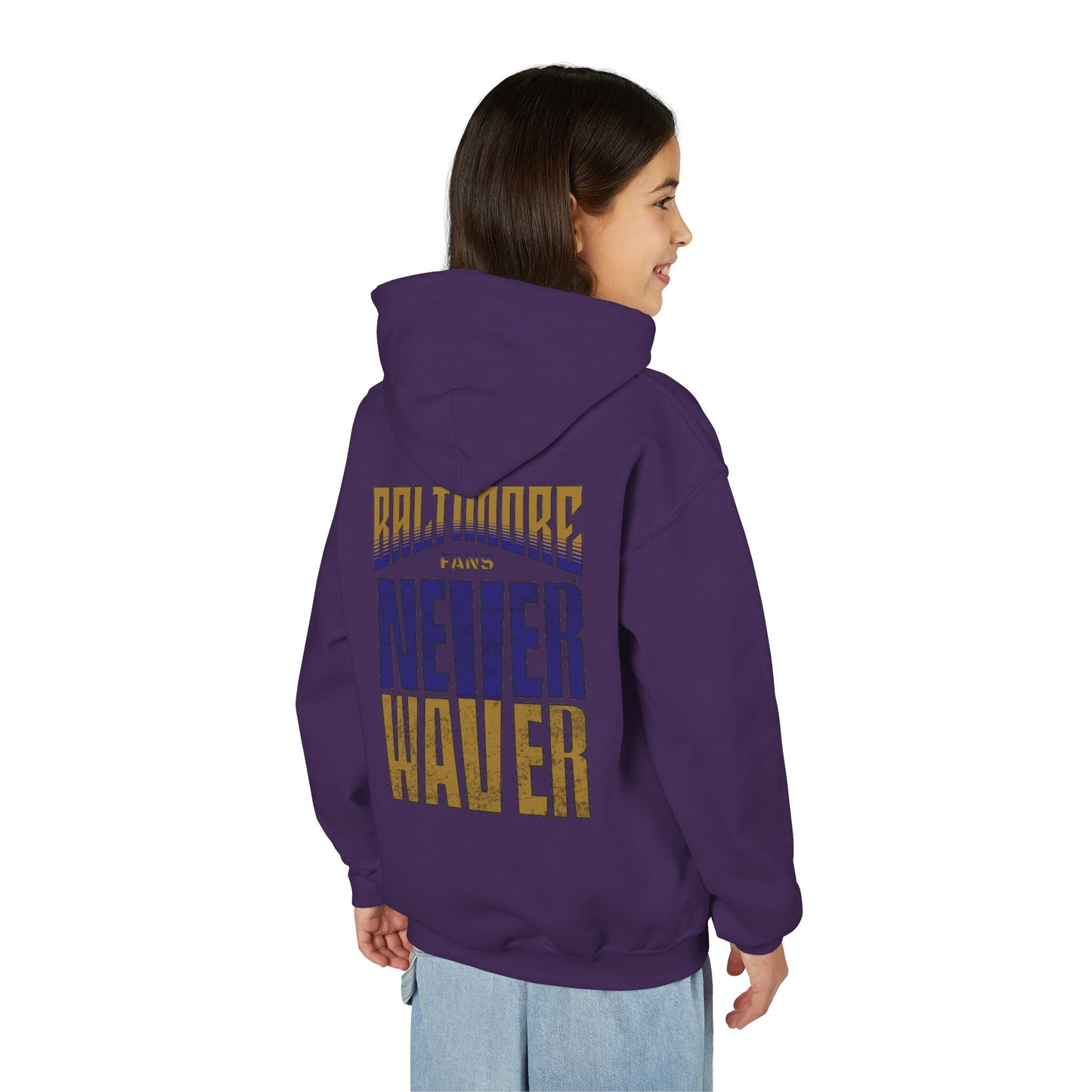 Baltimore Fans Never Waver Youth Heavy Blend Hooded Sweatshirt
