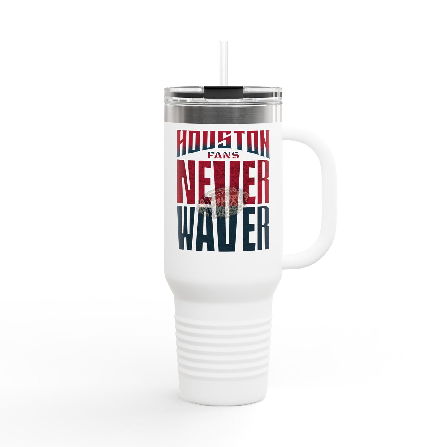 Houston Fans Never Waver W-Leopard Football Insulated Travel Mug, 40oz