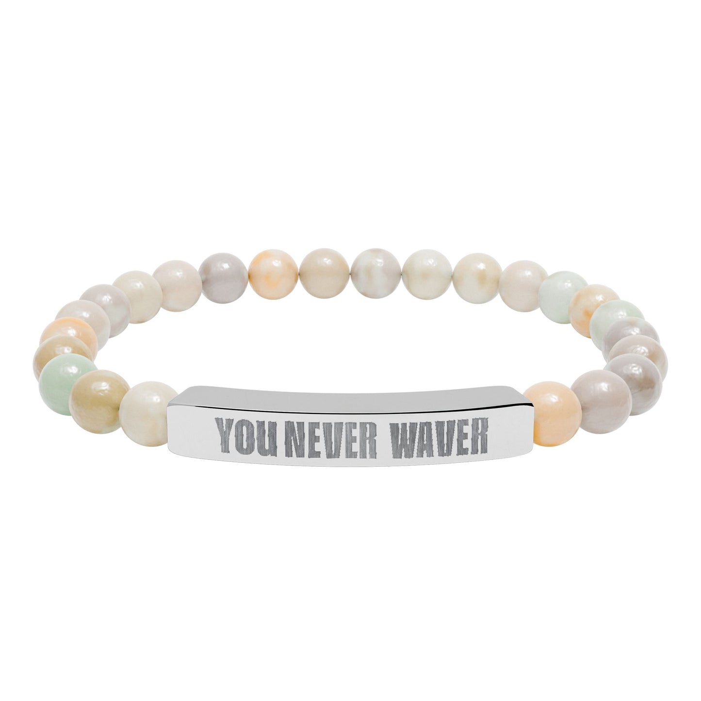 You Never Waver  Bracelet Engraved Natural Stone Beaded Bracelet