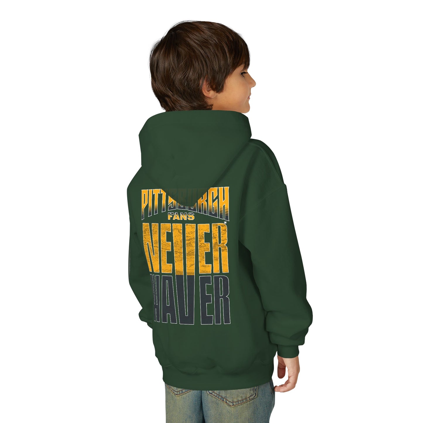Pittsburgh Fans Never Waver Youth Heavy Blend Hooded Sweatshirt