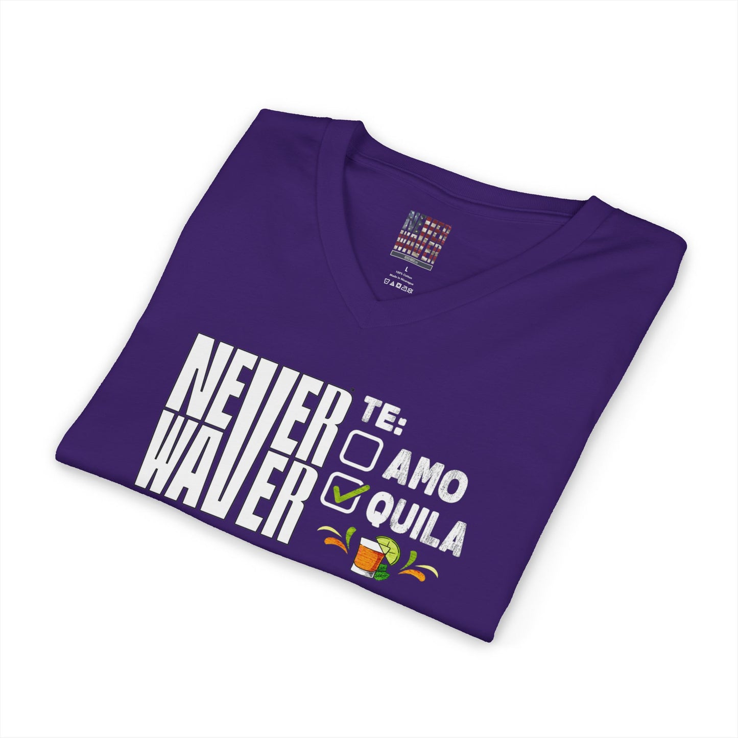 Never Waver TE: [] TEAMO [X} Tequila T-Shirt Unisex V-Neck Tee