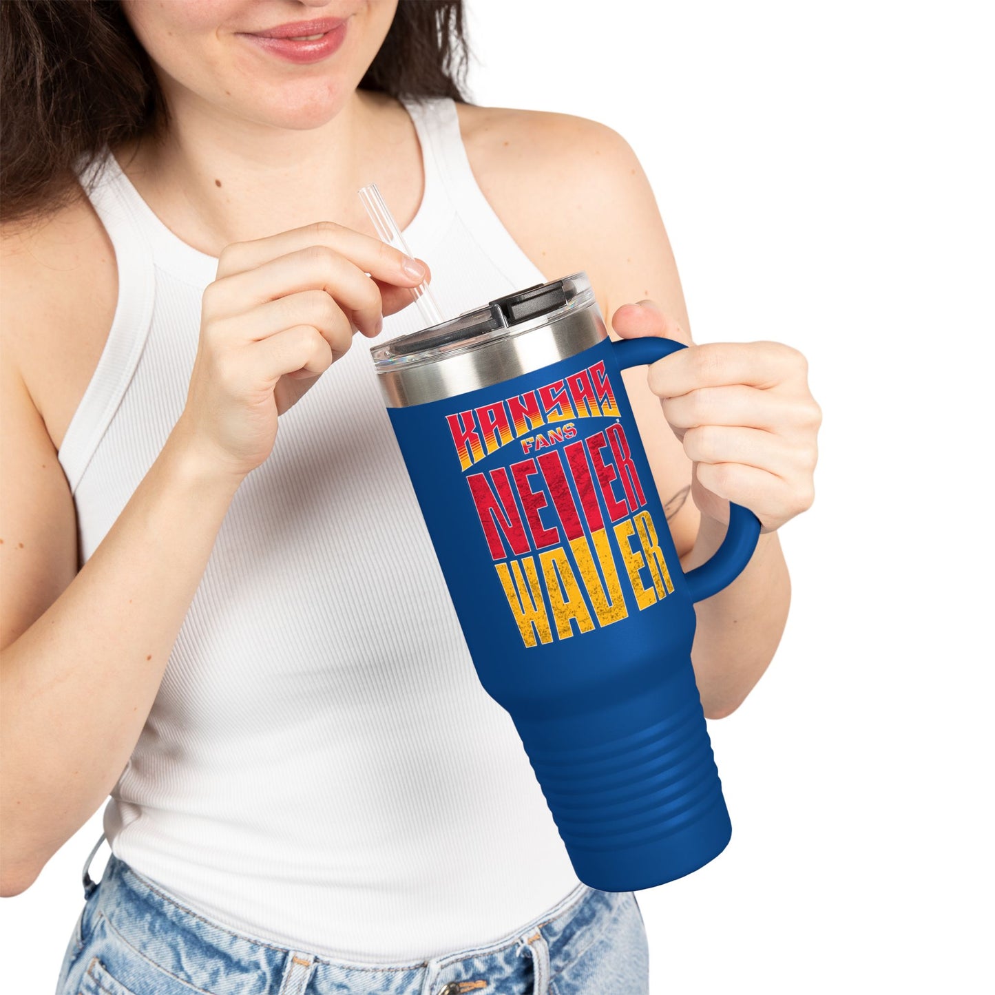 Kansas Fans Never Waver Insulated Travel Mug, 40oz