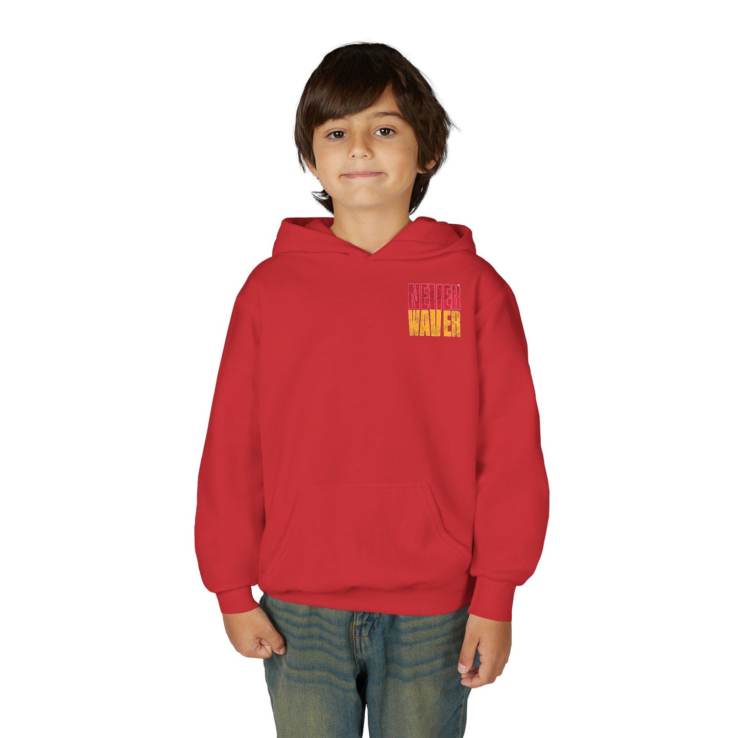 Kansas Fans Never Waver Youth Heavy Blend Hooded Sweatshirt