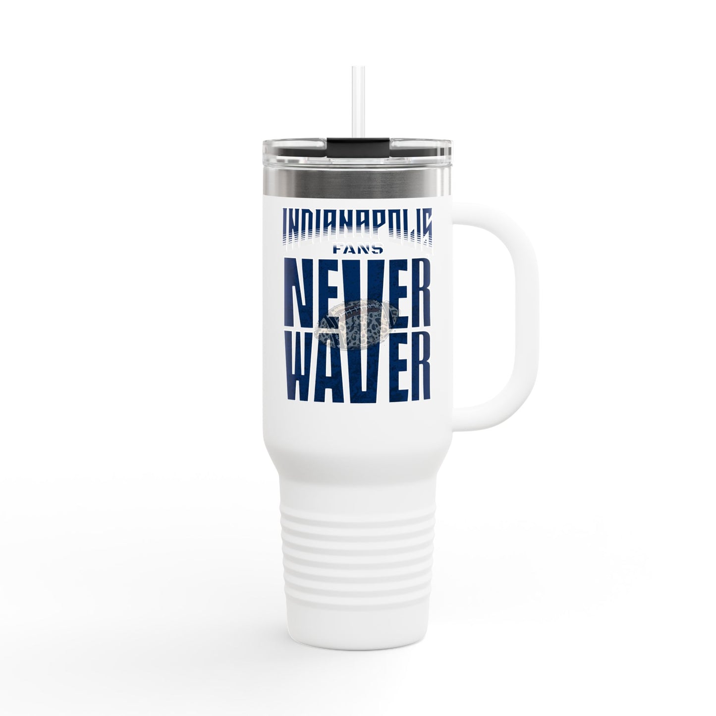 Indianapolis Fans Never Waver W-Leopard Football Insulated Travel Mug, 40oz
