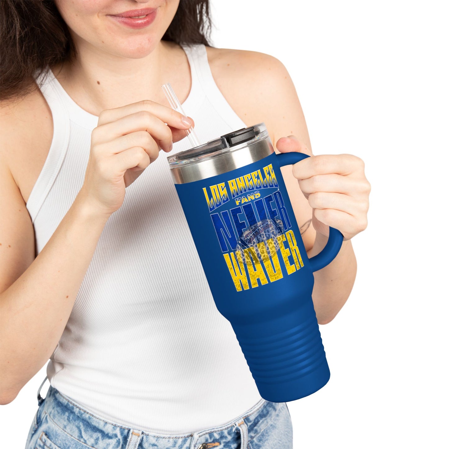 Los Angeles Fans Never Waver W-Leopard Football Insulated Travel Mug, 40oz