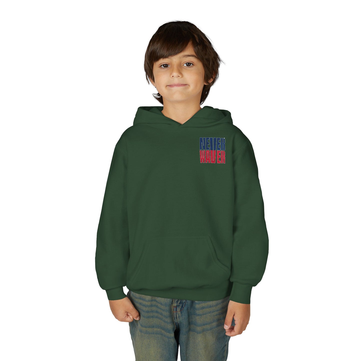 New England Fans Never Waver Youth Heavy Blend Hooded Sweatshirt