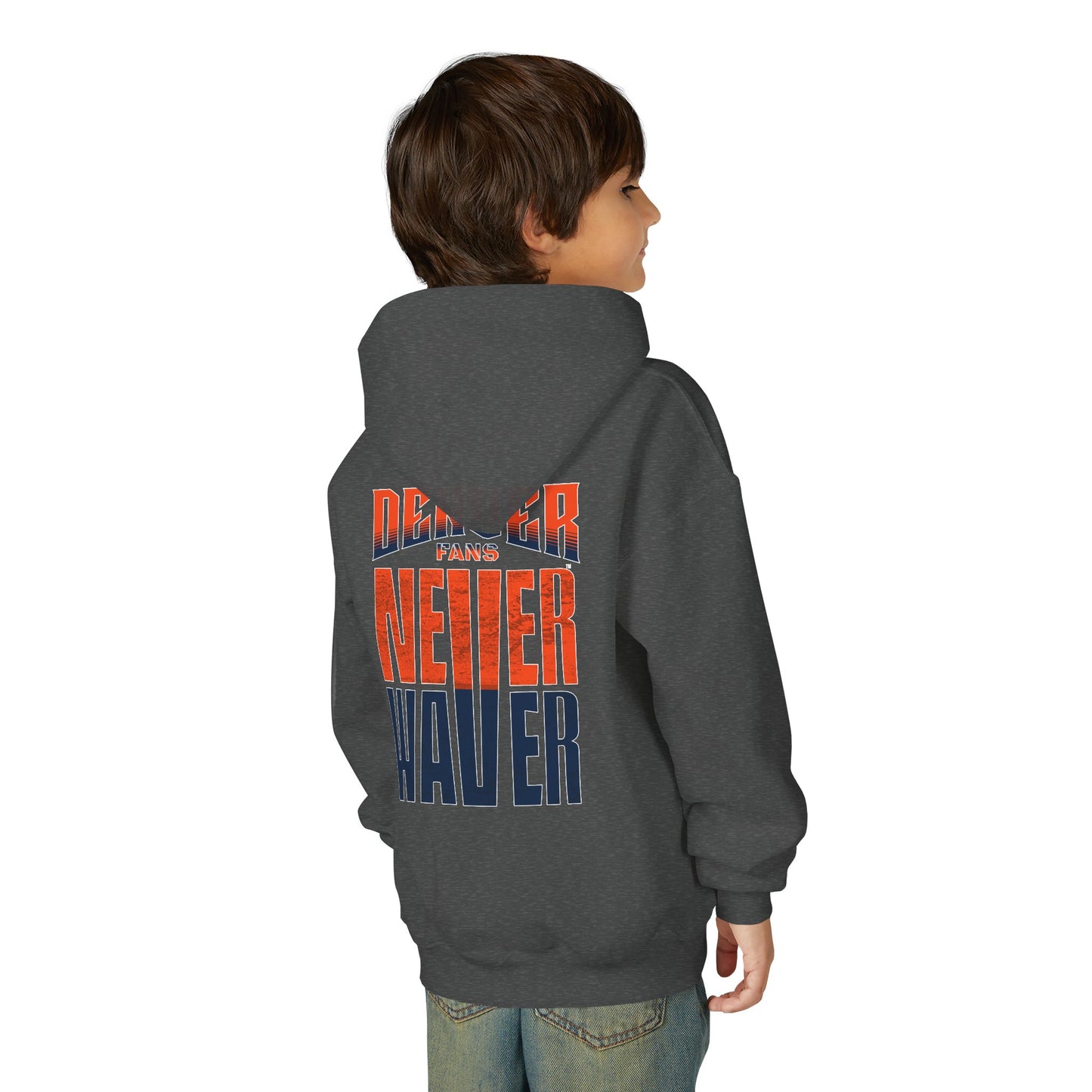 Denver Fans Never Waver Youth Heavy Blend Hoodie Sweatshirt
