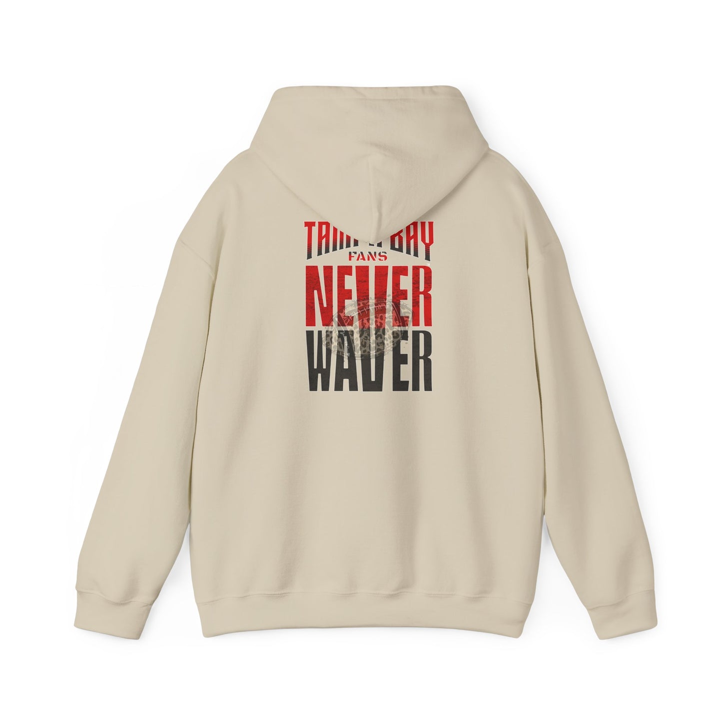 Tampa Bay Fans  Never Waver  w Leopard Football Unisex Heavy Blend™ Hoodie - Perfect for Sports Fans