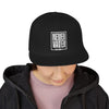 Never Waver Embroidered Square Script Snapback Hat — Bold Monochrome Streetwear