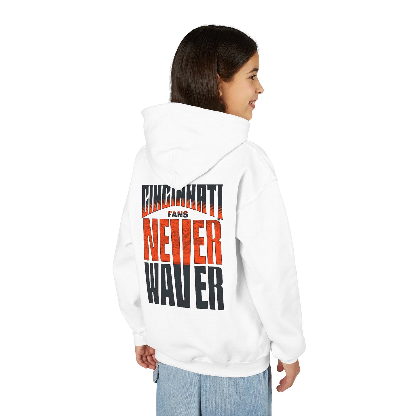 Cincinnati Fans Never Waver Youth Heavy Blend Hooded Sweatshirt