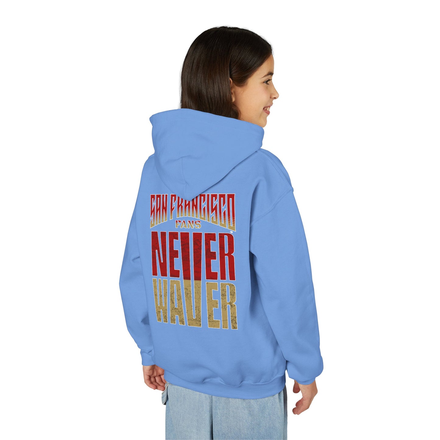 San Francisco Fans Never Waver Youth Heavy Blend Hooded Sweatshirt