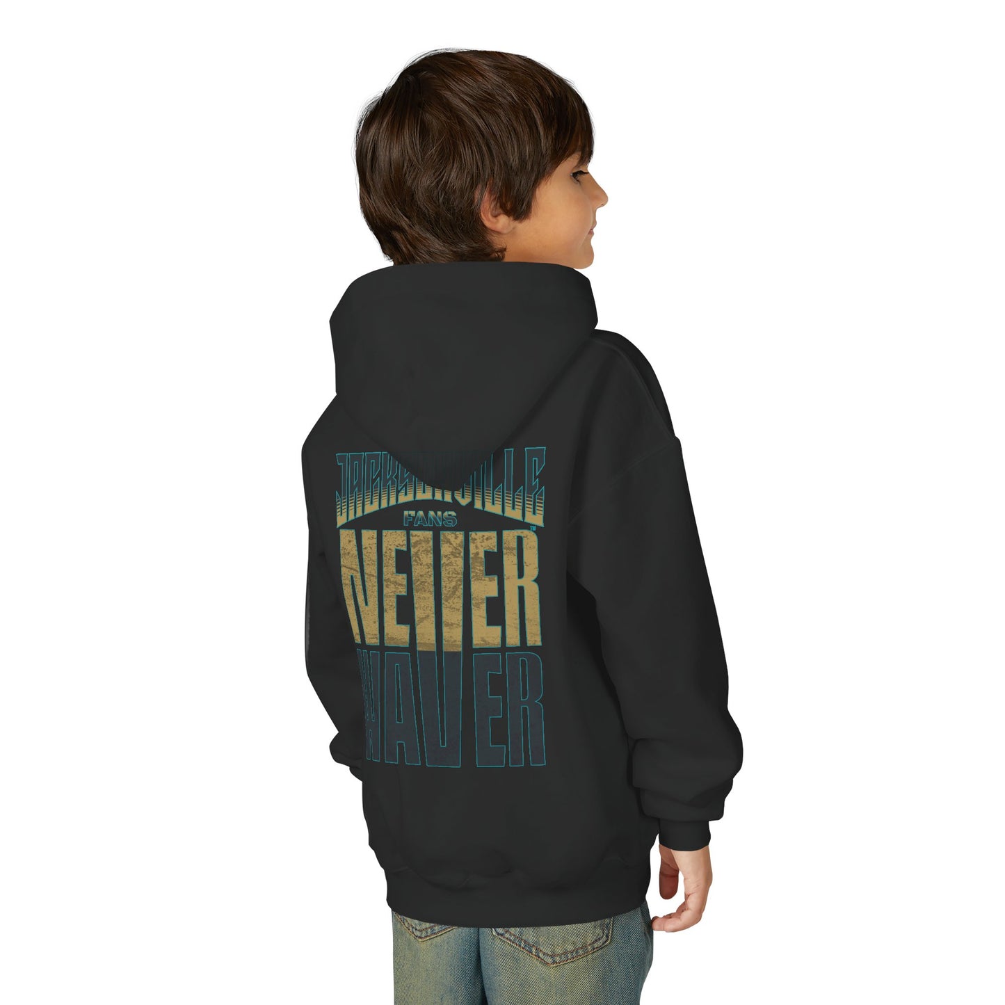 Jacksonville Fans Never Waver Youth Heavy Blend Hooded Sweatshirt