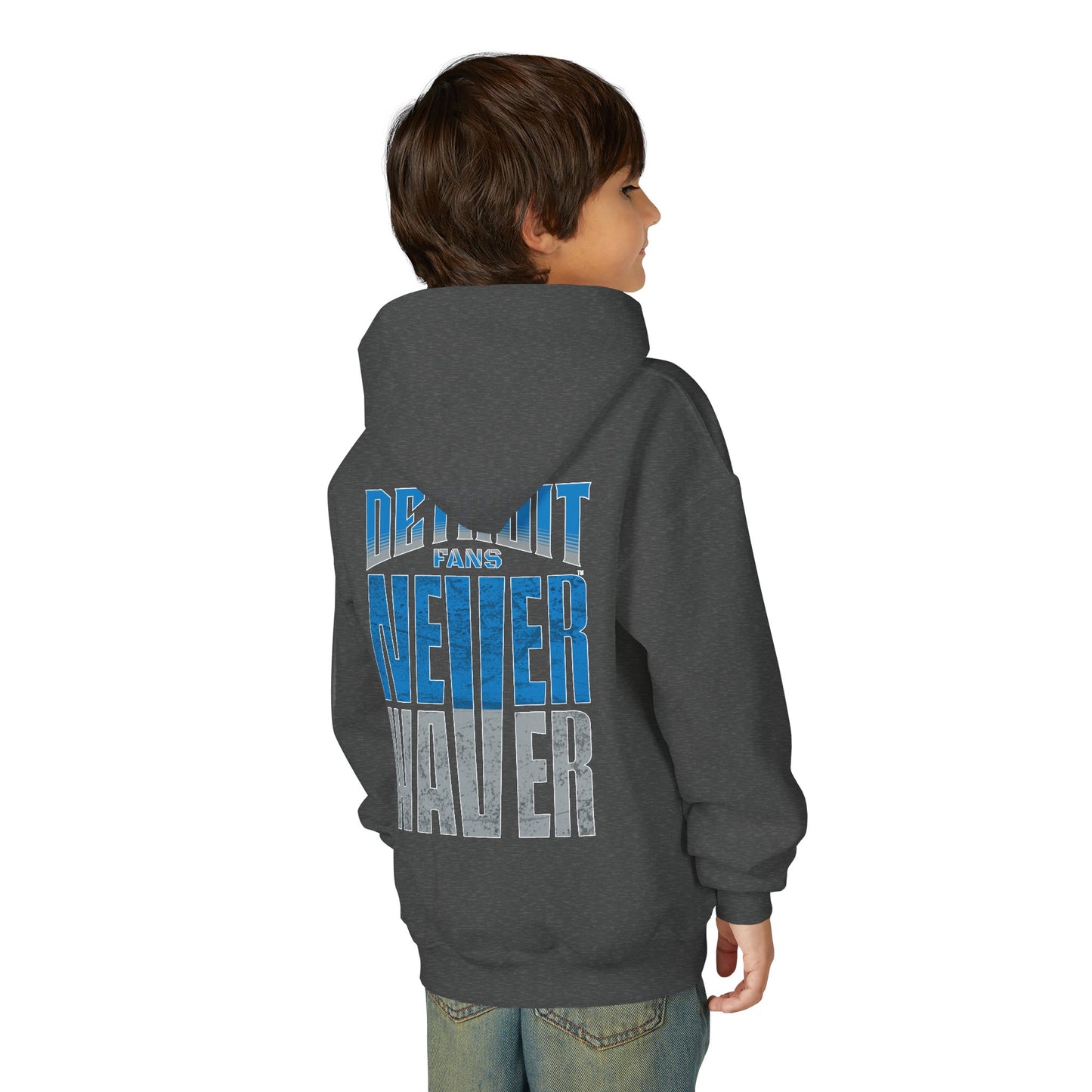 Detroit Fans Never Waver Youth Heavy Blend Hooded Sweatshirt
