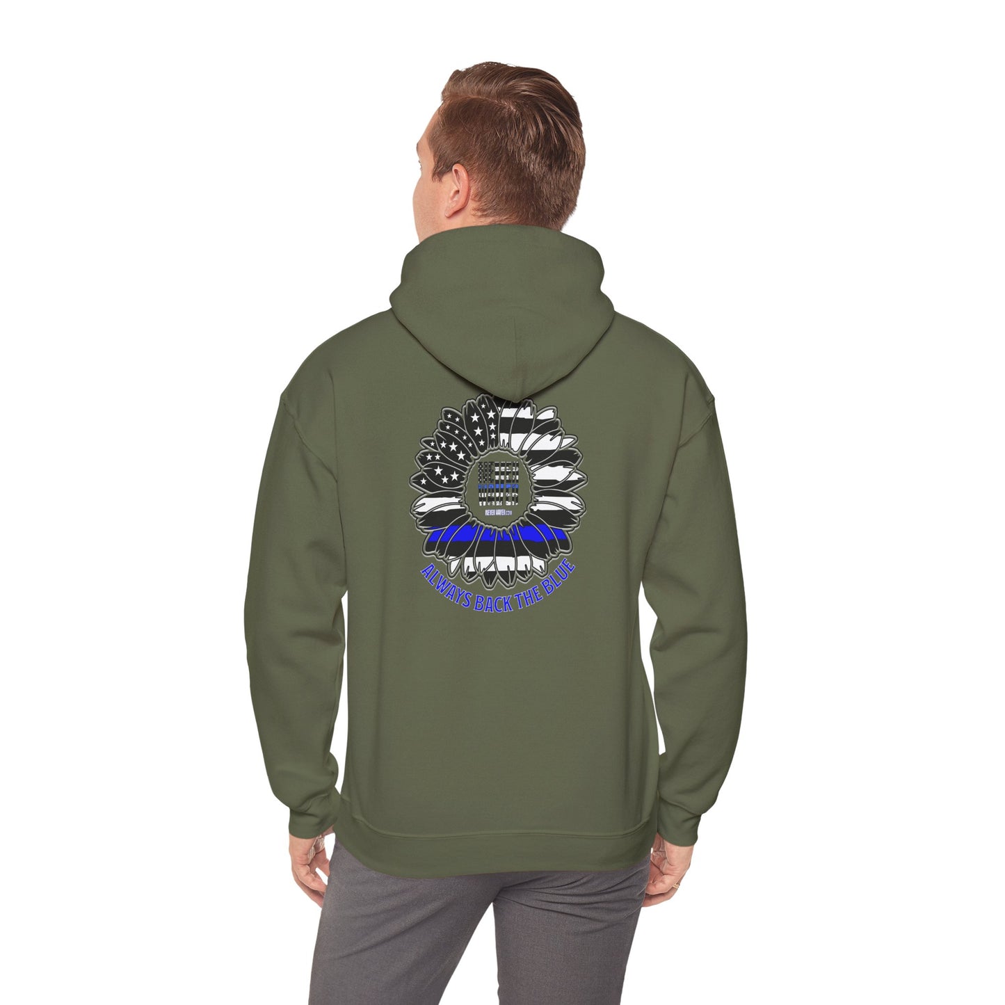 Never Waver Always Back the Blue Hooded Sweatshirt - Unisex Heavy Blend™