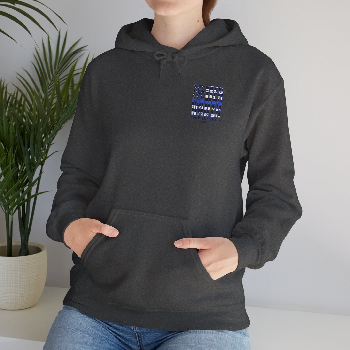 Never Waver Back The Blue Hoodie - Unisex Heavy Blend Sweatshirt