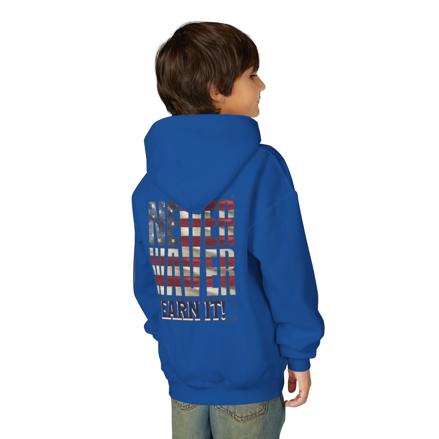 Never Waver® Earn It Youth Hoodie | Old-School Backbone