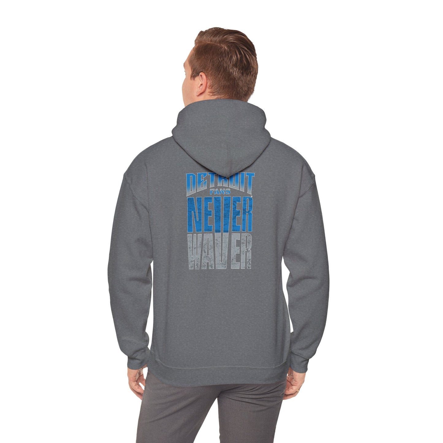 'Never Waver Detroit Fans' Inspirational Hoodie for Fans Unisex Heavy Blend™ Hooded Sweatshirt