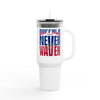 Buffalo Fans Never Waver W- Leopard football nsulated Travel Mug, 40oz