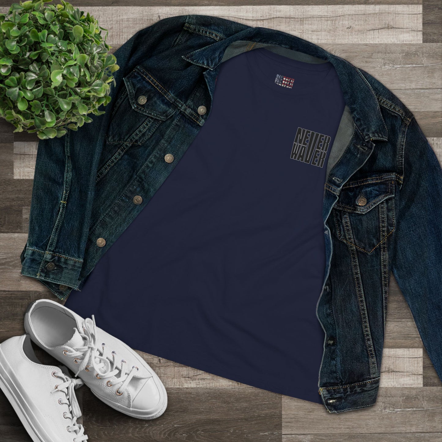 Never Waver” Jesus t-shirt might feature a bold, eye-catching design that reflects a steadfast faith and confidence in Christ.  Women's Cotton Tee