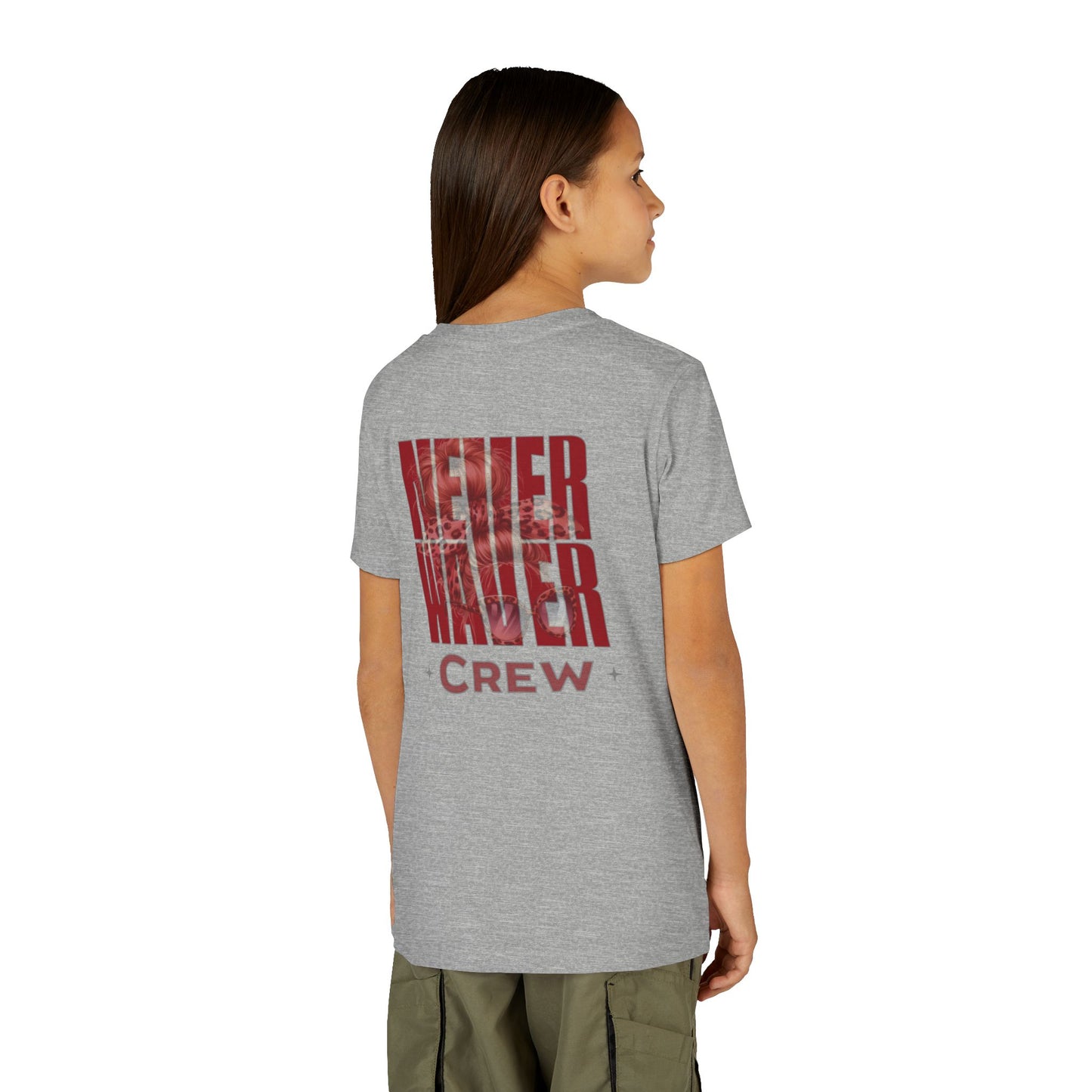 Never Waver  Crew Leopard Youth Short Sleeve Tee