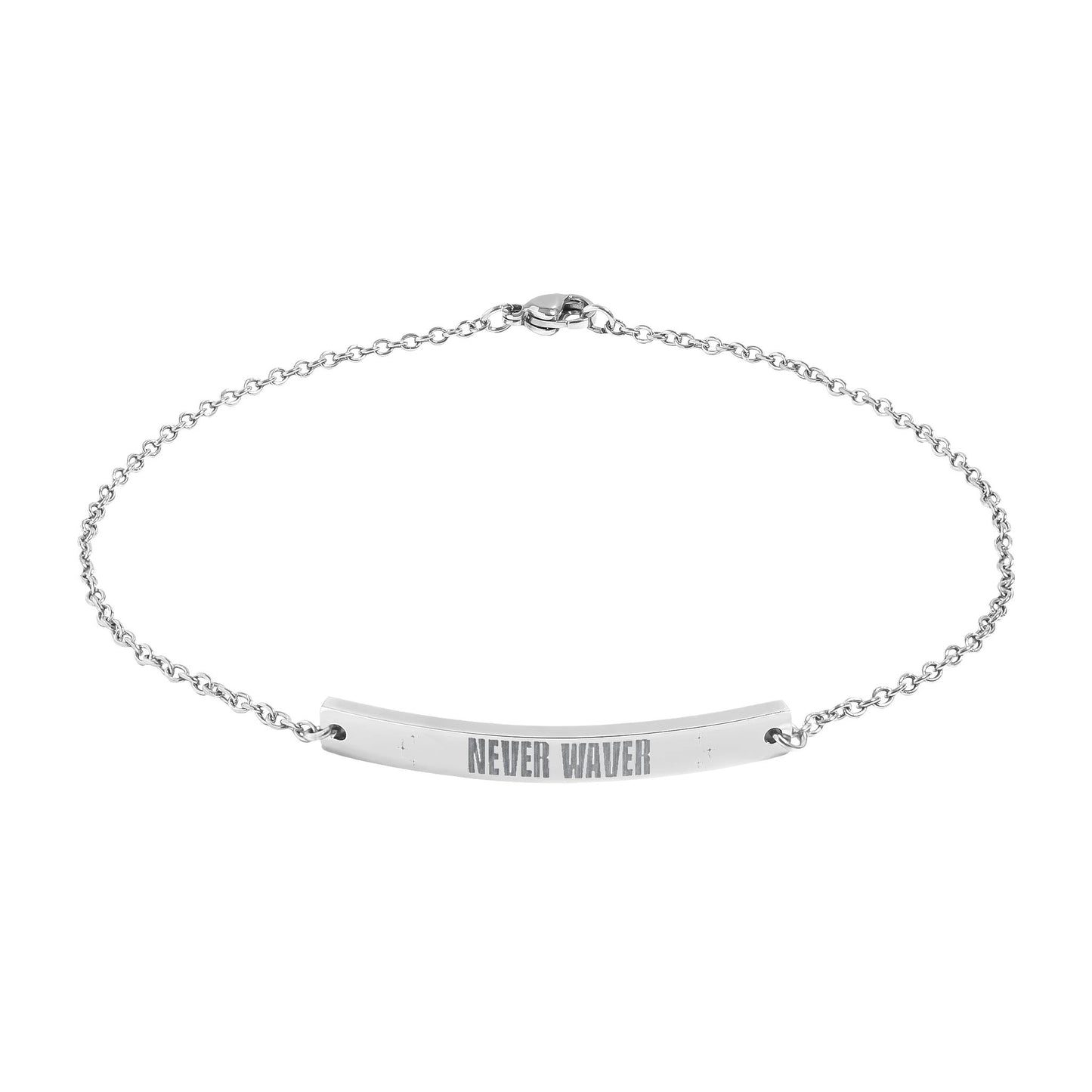 Never Waver Engravable Curved Bar Anklet — Personalized Minimalist Chain Anklet