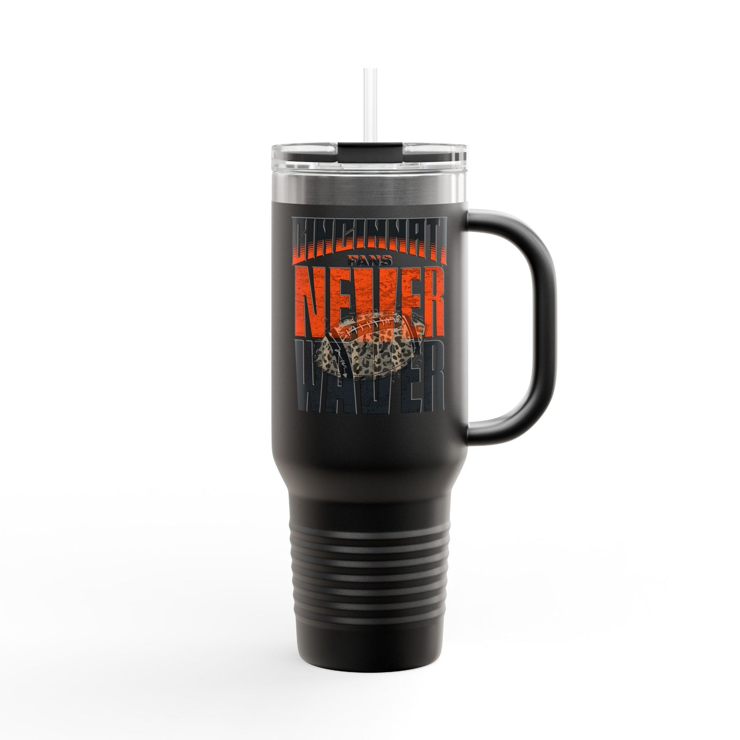 Cincinnati Fans Never Waver W-Leopard Football Insulated Travel Mug, 40oz