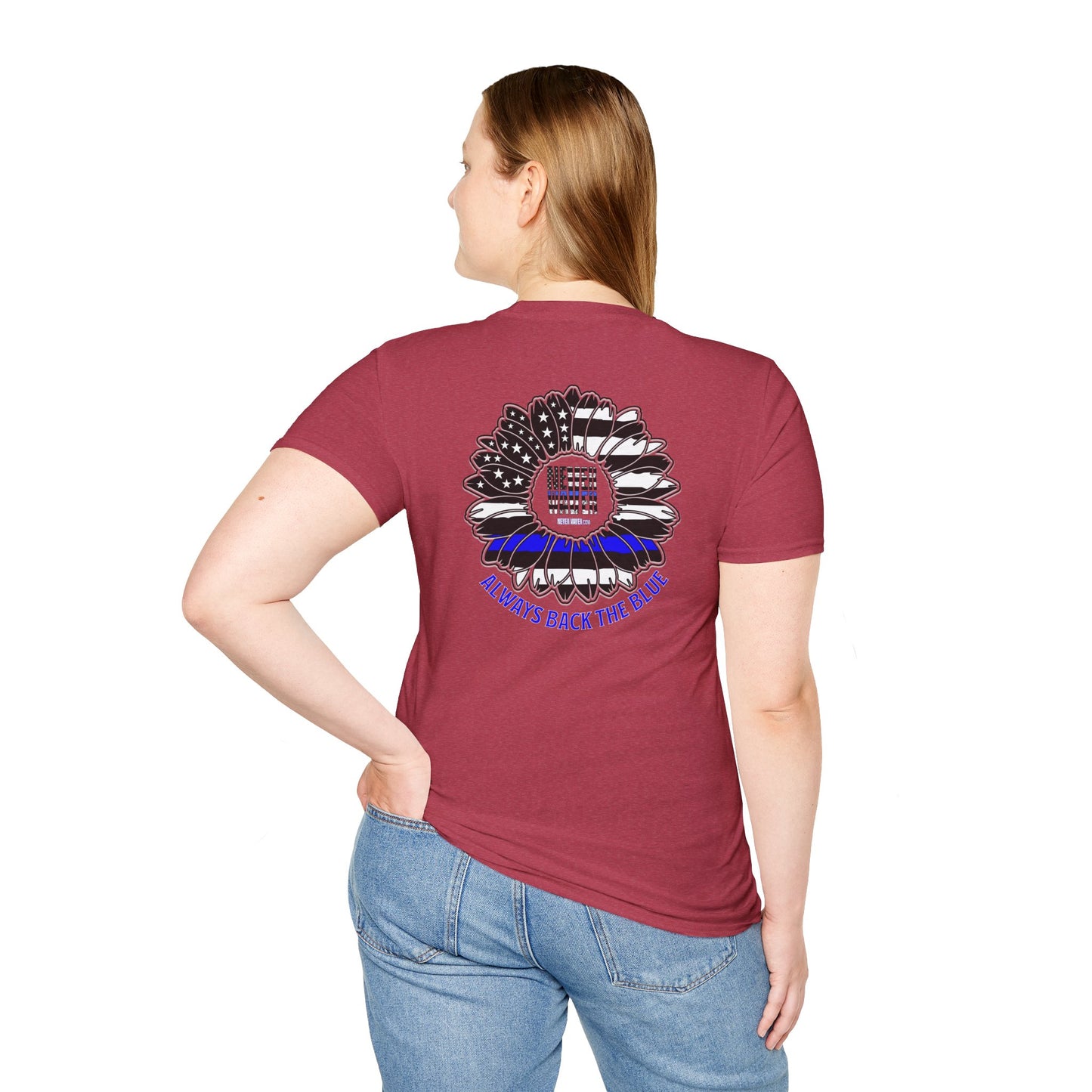Never Waver Always Back The Blue Unisex Softstyle T-Shirt