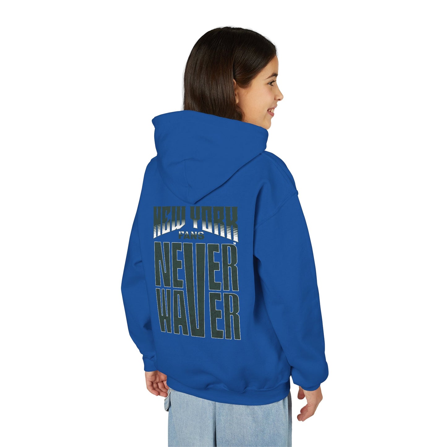New York Fans Never Waver Youth Heavy Blend Hooded Sweatshirt