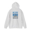 "Detroit Fans NEVER WAVER w Leopard Football" Inspirational Wear Unisex Heavy Blend™ Hooded Sweatshirt