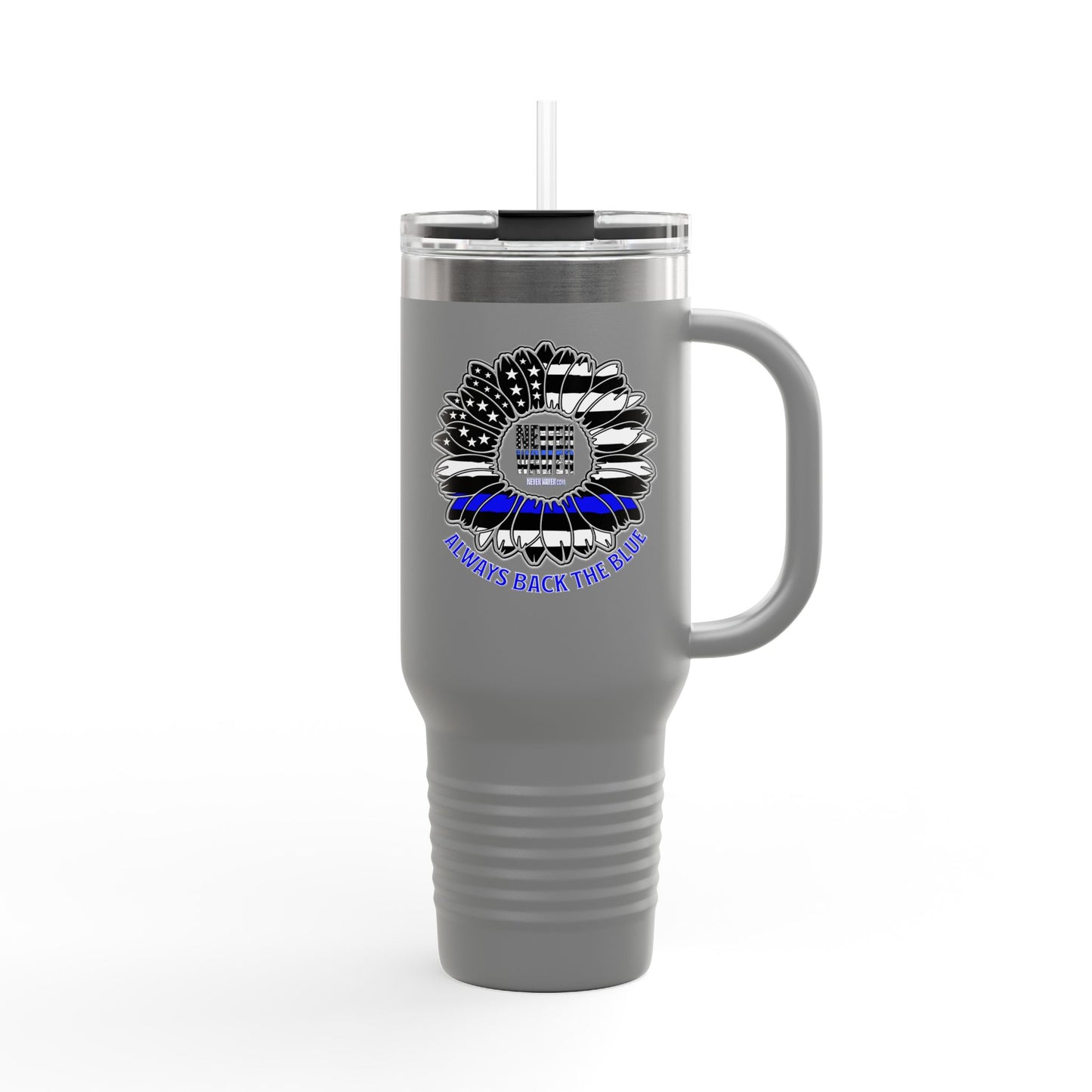 Never Waver Back The Blue 40oz Insulated Travel Mug