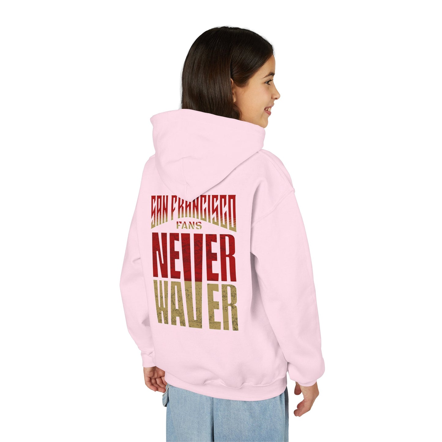 San Francisco Fans Never Waver Youth Heavy Blend Hooded Sweatshirt