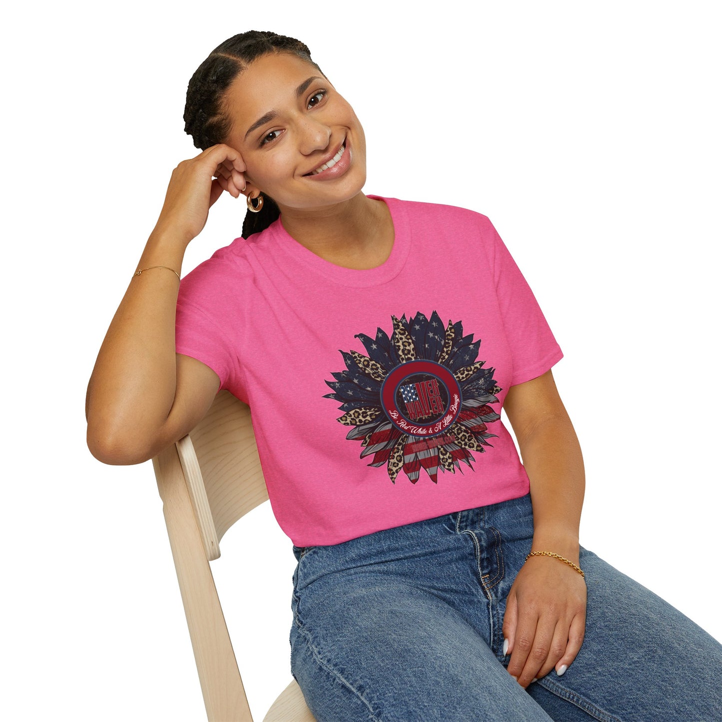 Never Waver Be Red White & a Little Bougie Unisex Softstyle T-Shirt