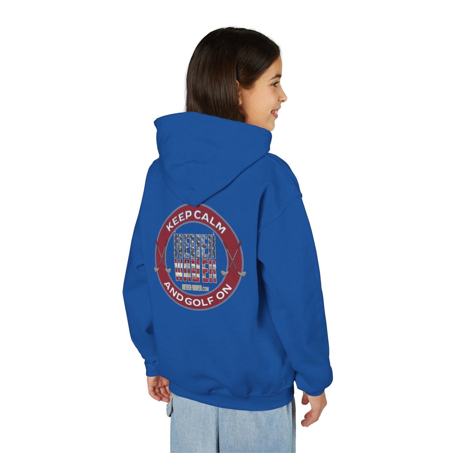 "Keep Calm Never Waver and Golf On" Youth Golf Hoodie -