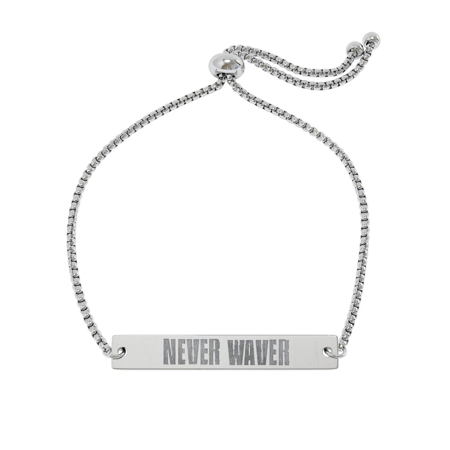 Never Waver Engravable Flat Bar Bracelet — Adjustable Personalized
