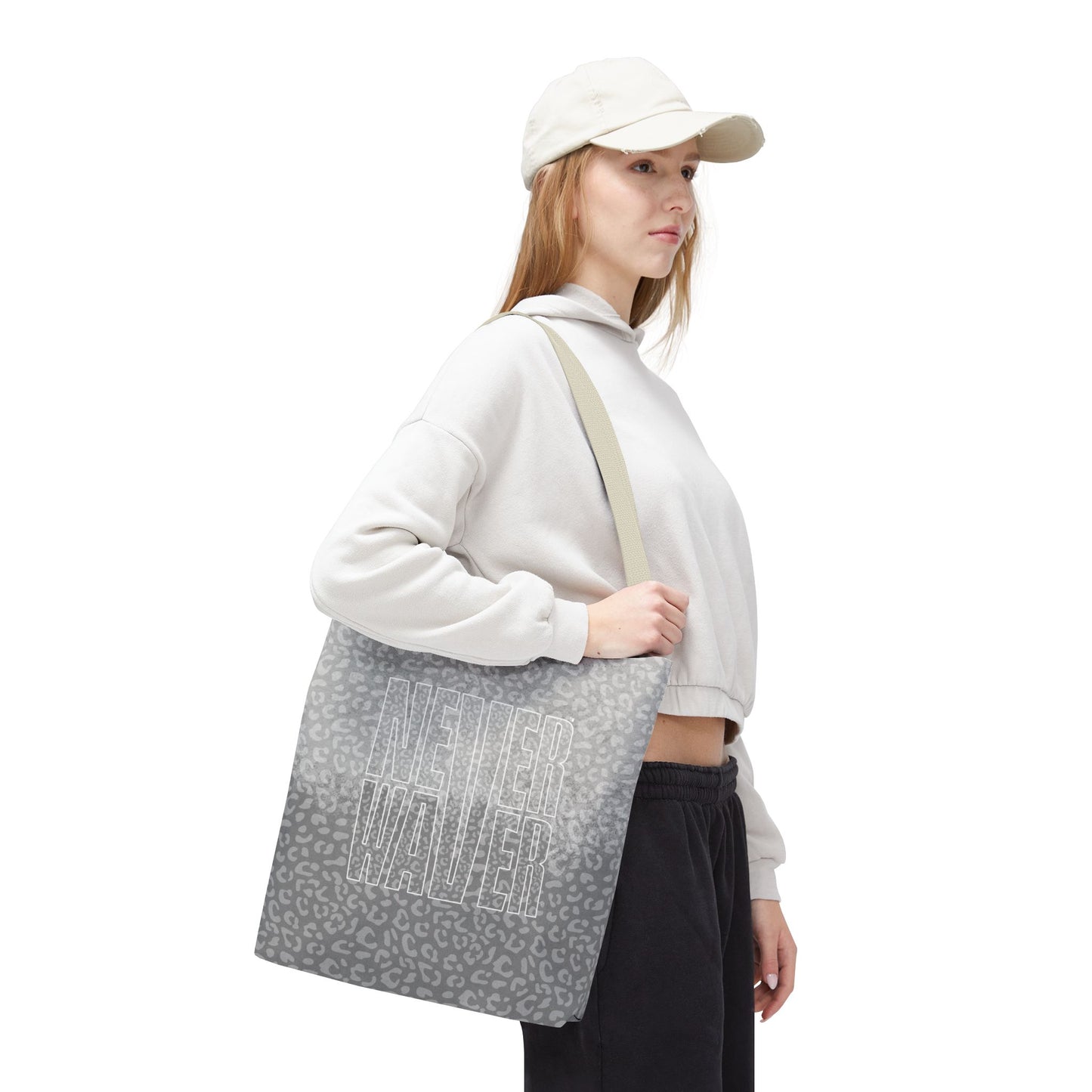 Never Waver Mamma Gray Leopard Tote Bag (AOP)