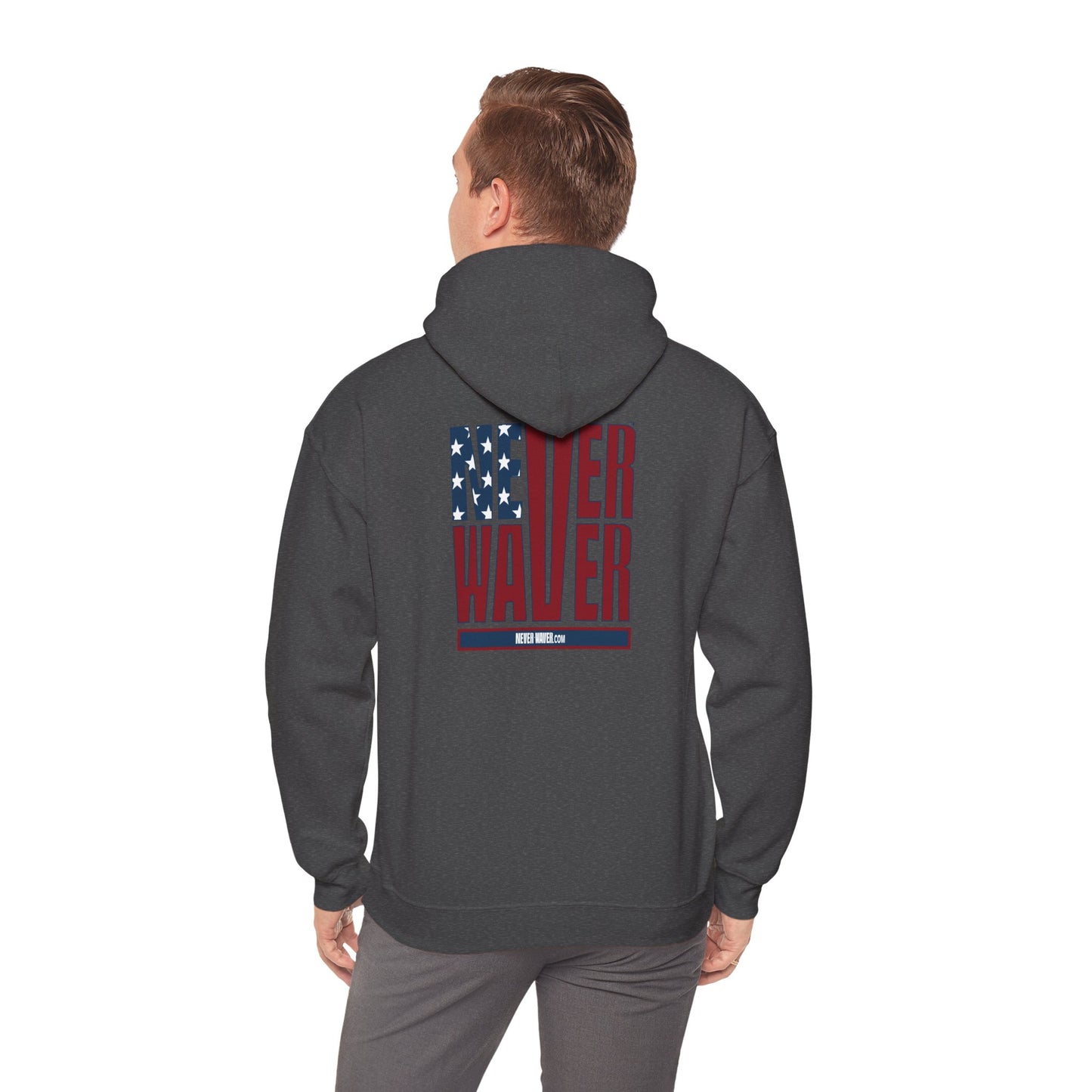 Never Waver Stylized Flag DesighnPatriotic Unisex Heavy Blend Hoodie