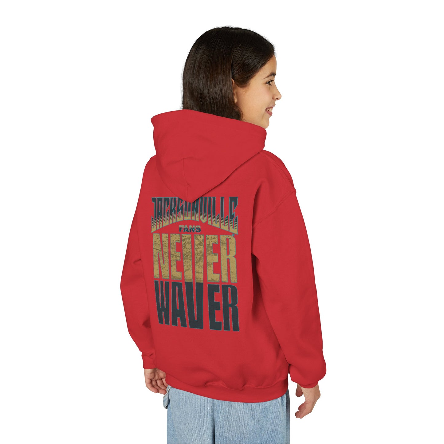Jacksonville Fans Never Waver Youth Heavy Blend Hooded Sweatshirt