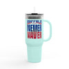 Buffalo Fans Never Waver W- Leopard football nsulated Travel Mug, 40oz