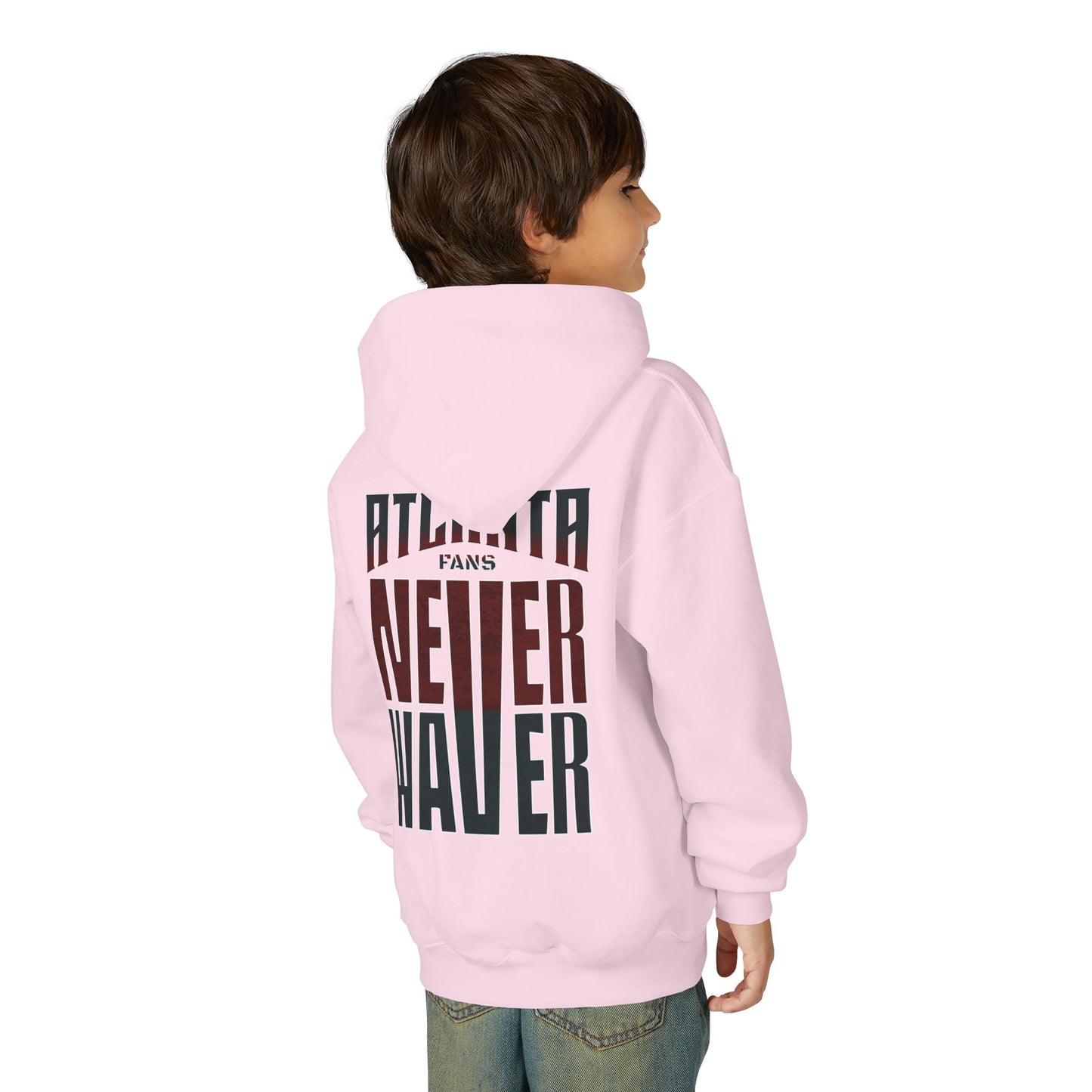 Atlanta Fans Never Waver Youth Heavy Blend Hooded Sweatshirt