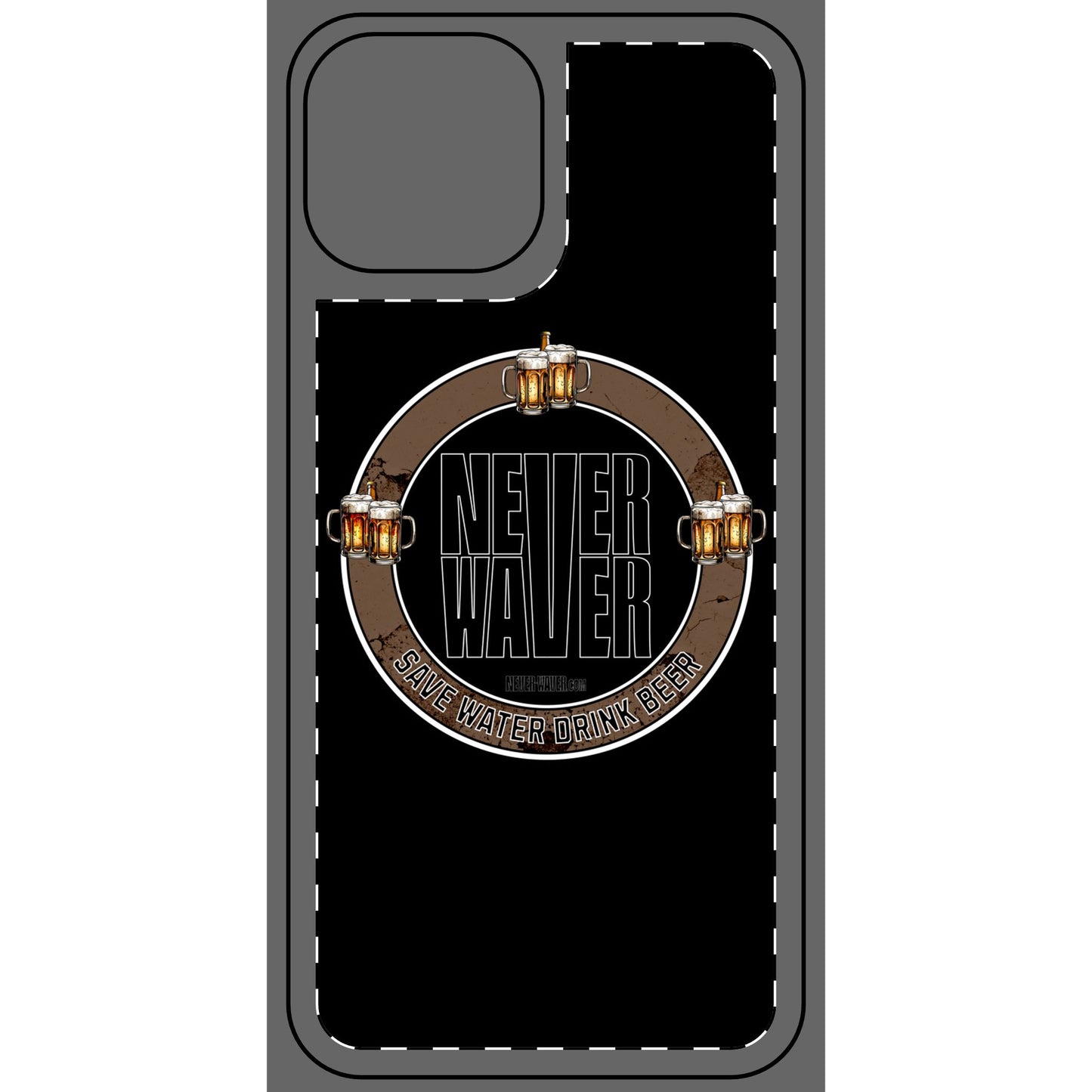Never Waver Save Water Drink Beer Phone Skin - Beer Lover's Accessory