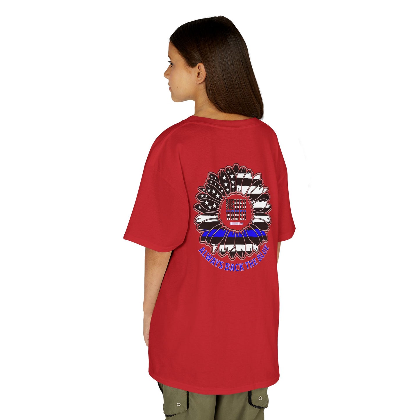 Never Waver Always Back The Blue   Kids Heavy Cotton™ Tee