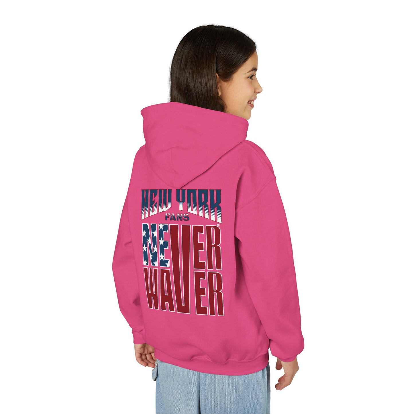 New York Fans Never Waver Youth Heavy Blend Hooded Sweatshirt