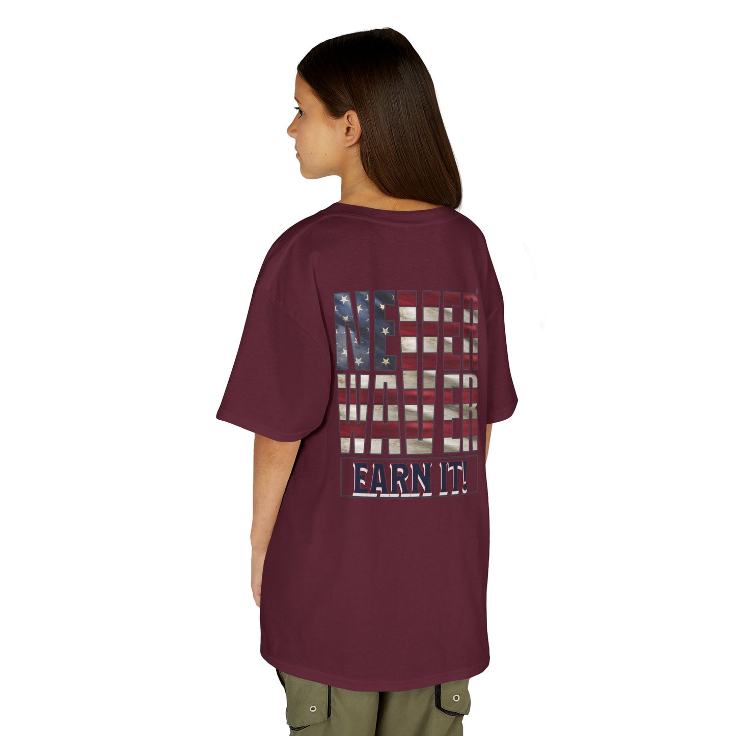 Never Waver® Earn It T-Shirt | Old-School Backbone | Kids Tee