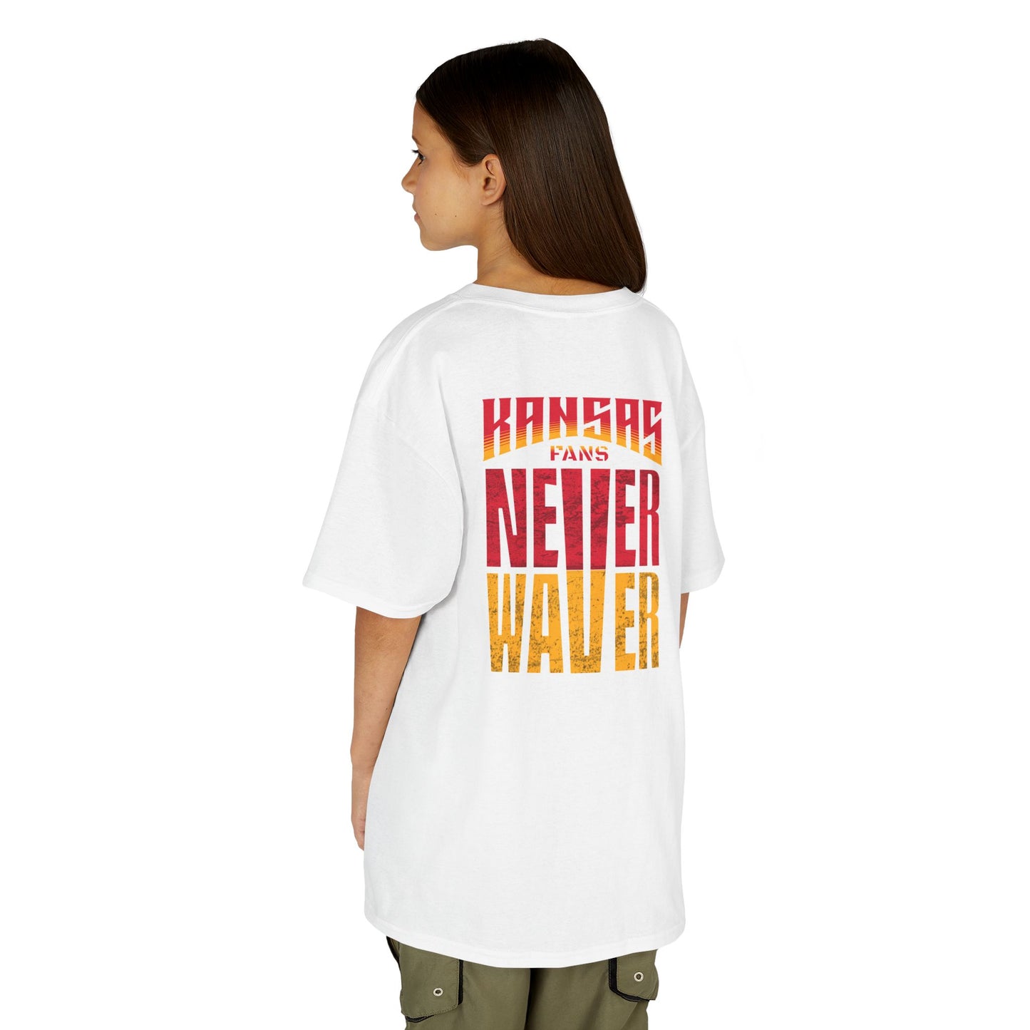 Kansas Fans Never Waver Kids Heavy Cotton™ Tee
