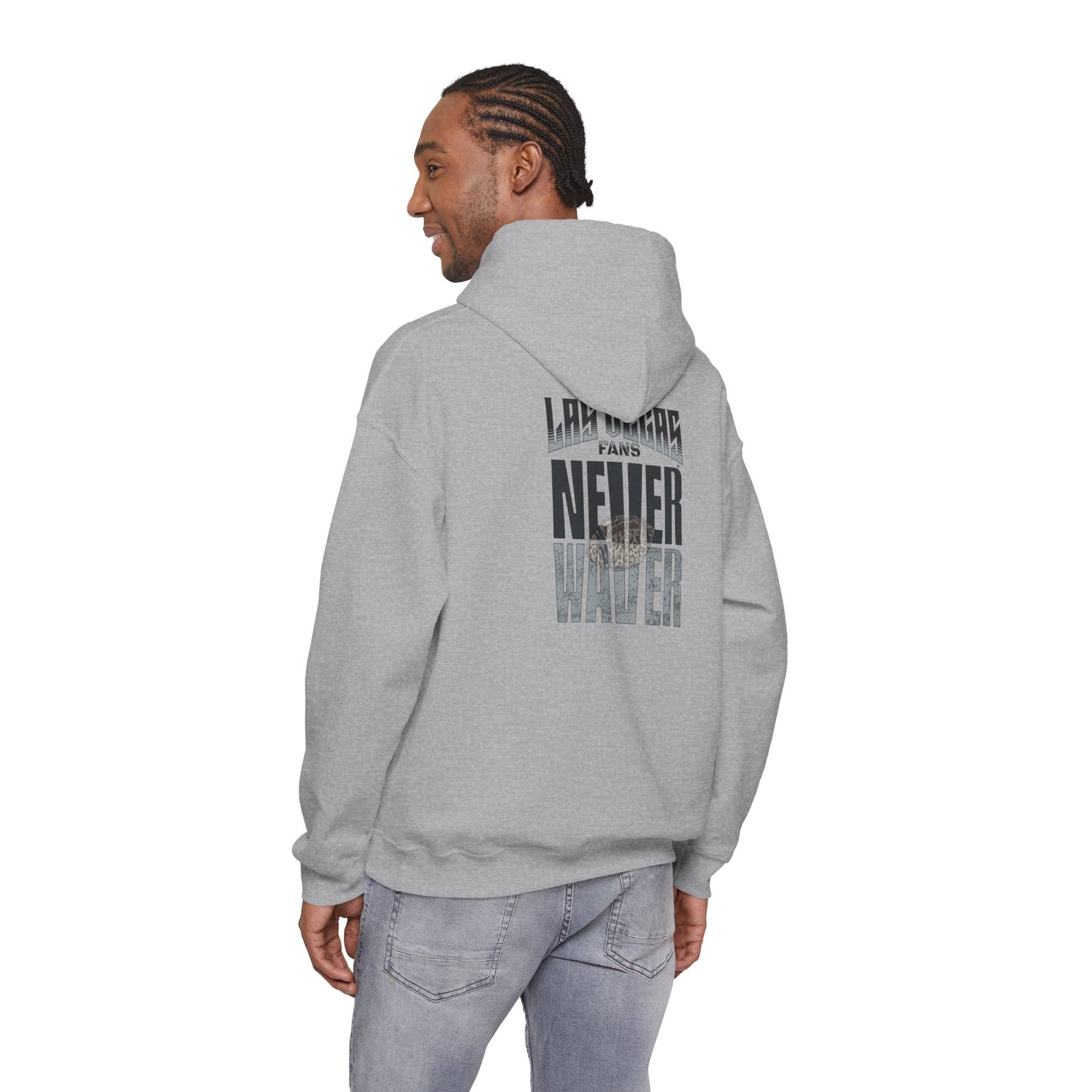 Las Vegas Fans Never Waver w Leopard Football Unisex Heavy Blend™ Hooded Sweatshirt - Cozy Oversized Style for Fans