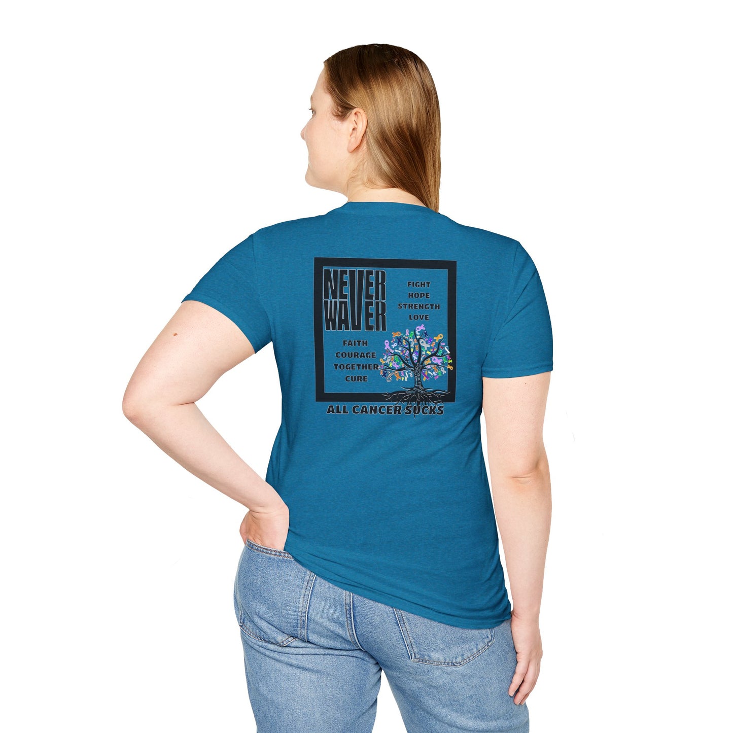Cancer Awareness Tree Unisex T-Shirt Never Waver Tree of Cancer Ribbons ALL CANCERS SUCK!